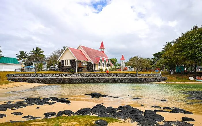 Mauritius coastal scenery and calm blue water